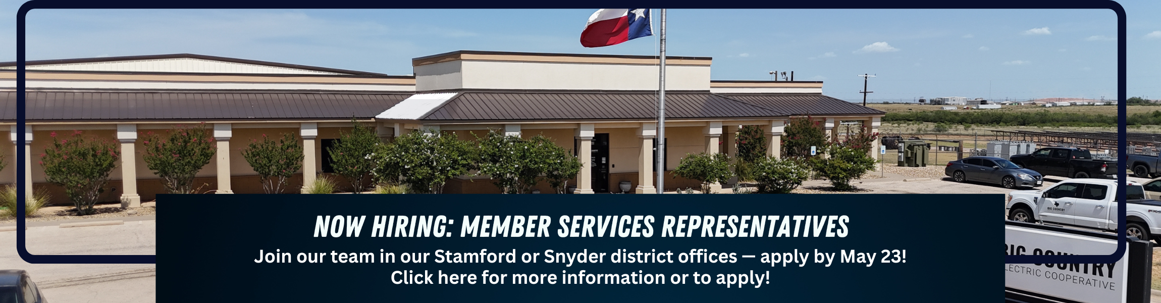 Now Hiring Member Service Representatives in Snyder and Stamford. Click here for more information!